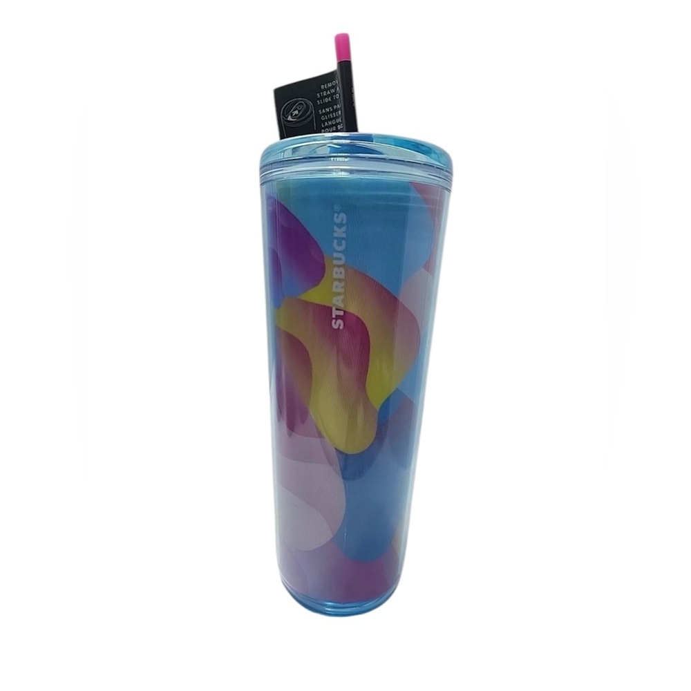 Starbucks Summer Hot/Cold Tumbler 24oz Rainbow Petal Sip/Straw Lid NEW